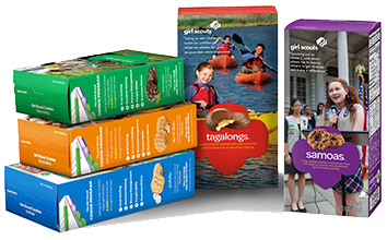 Boxes of Girl Scout Cookies